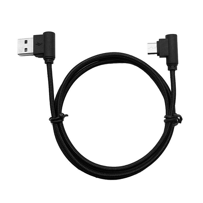 Micro USB kabel - 1 meter - Gehoekte aansluitingen - Zwart