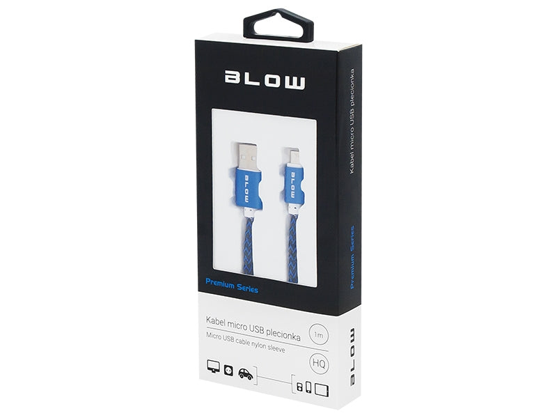 Micro USB Kabel Nylon 1 meter - Blauw HQ