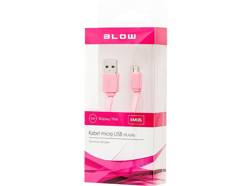 Micro USB Kabel Plat 1 meter - Roze KM05