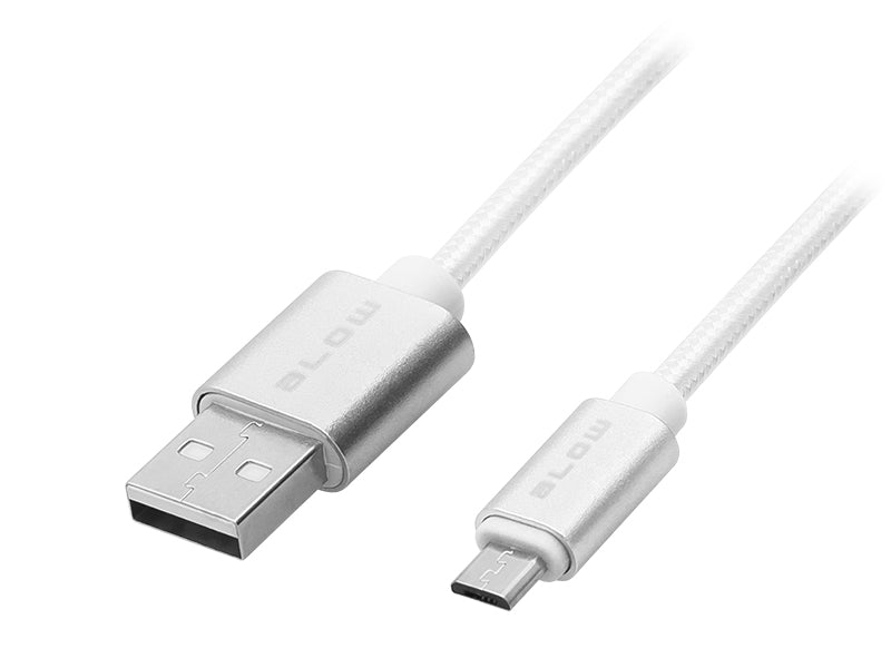 Micro USB Kabel Nylon 1 meter - Zilver HQ