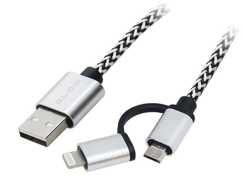 Micro USB Lightning 2-in-1 USB Kabel - 1 meter Zwart Nylon