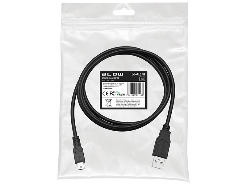 Mini USB Kabel 1 meter - Zwart