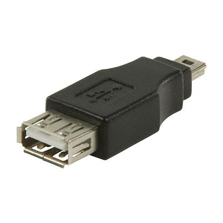 USB 2.0 USB A female - USB Mini male Adapter - Zwart