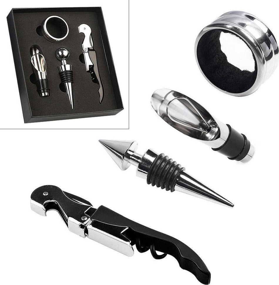 Wijnaccessoire Set – 4-delig – in geschenkdoos