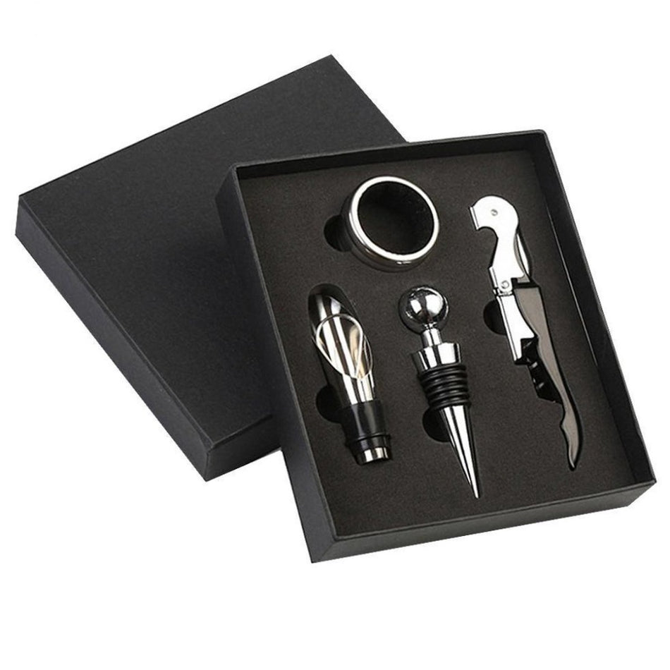 Wijnaccessoire Set – 4-delig – in geschenkdoos