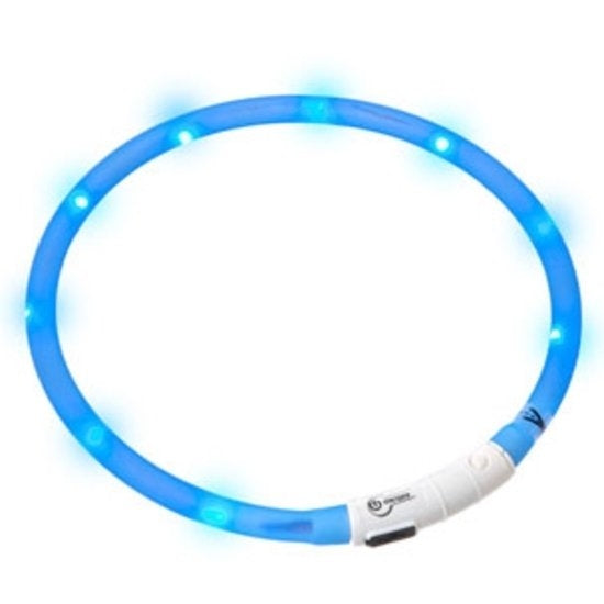 LED EASYDOG halsband - blauw - inkortbaar 20 tot 70 CM - oplaadbaar