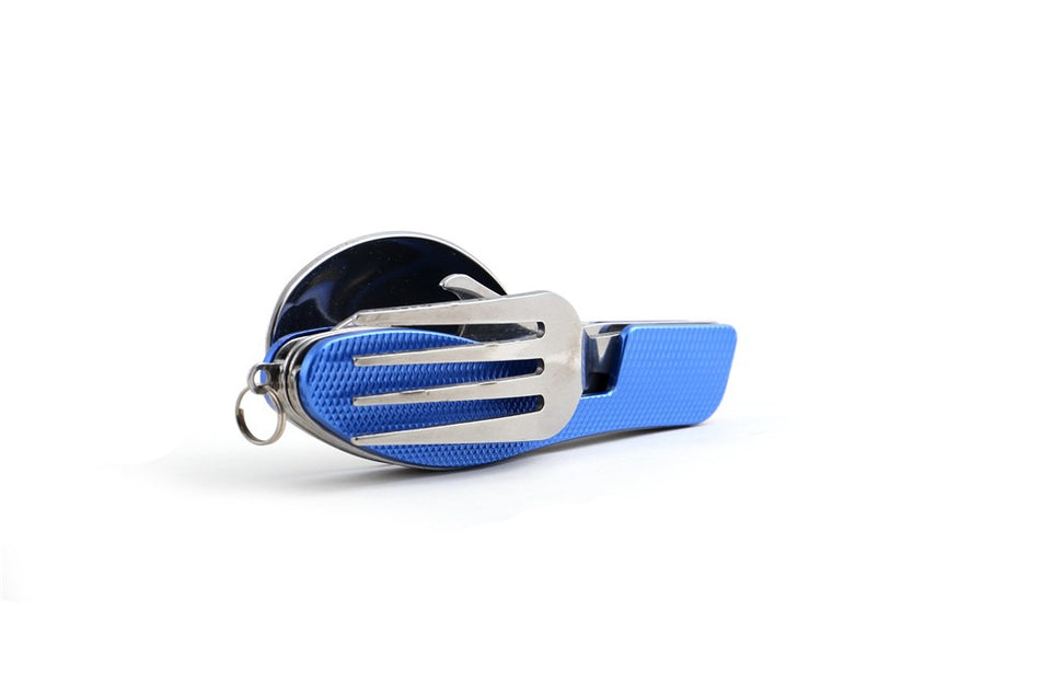 inklapbaar Survival Bestek + blikopener - Blauw