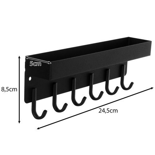 Magnetisch kapstok - Zwart - 24,5 cm