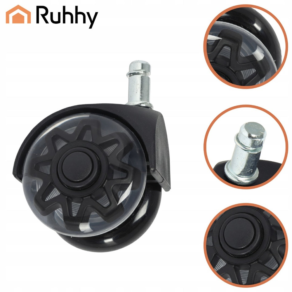 Bureaustoel wieltjes – 5 stuks – Zwart – 11x22 mm Pen