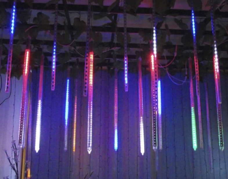 LED Meteoriet regenlichten kerst - 288 LED ijspegels - 8 spiralen - 50 cm tubes - Multicolor