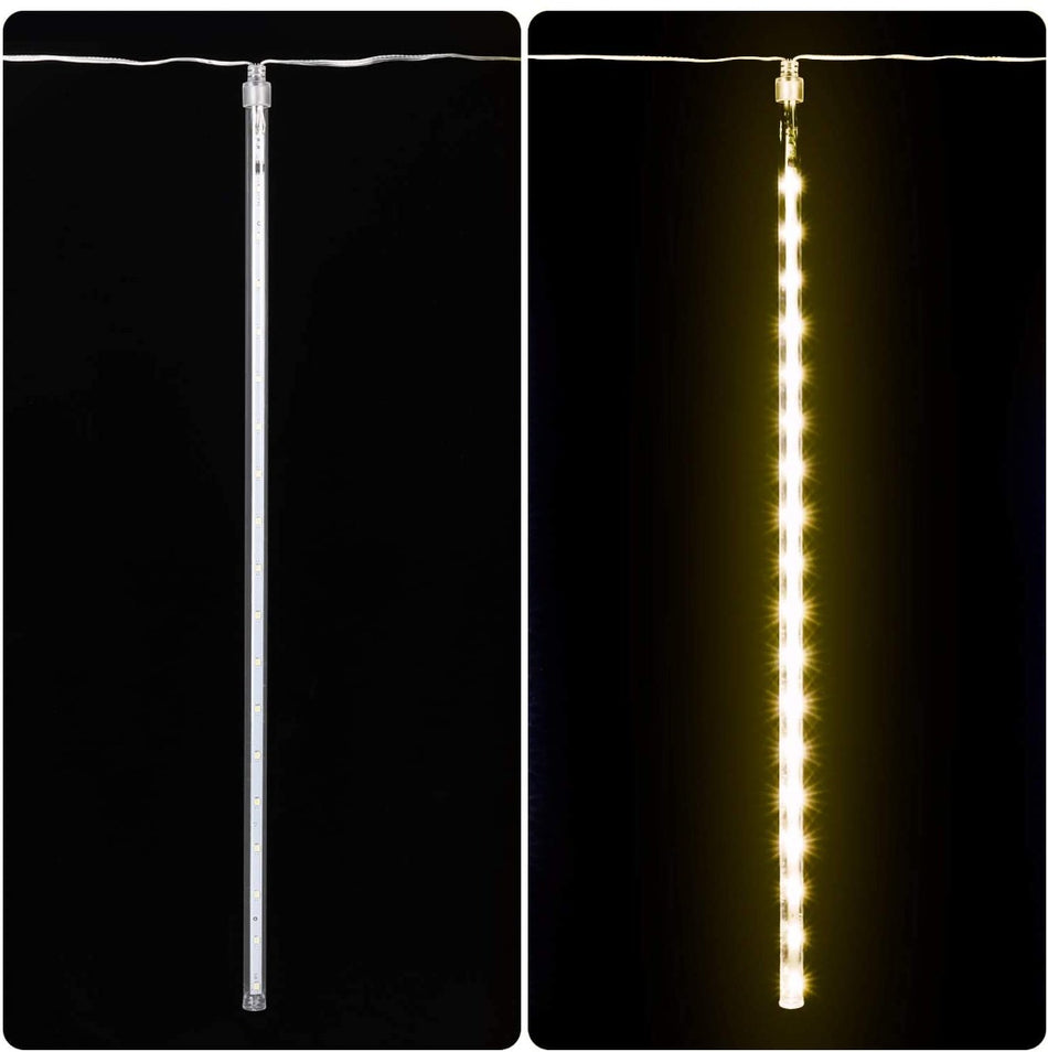 LED Meteoriet regenlichten - 360 LED ijspegels,10 spiralen - 50 cm tubes - Warm Wit