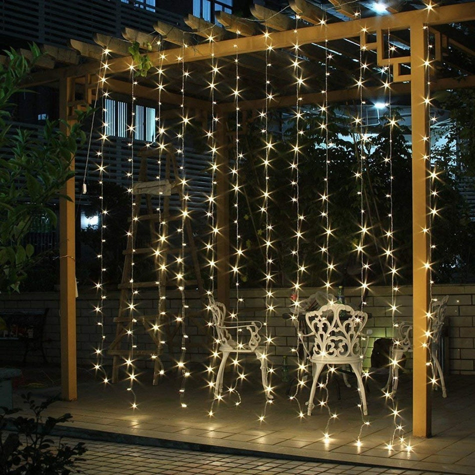 LED kerst gordijn - 3 x 3 meter - warm wit - 300 leds