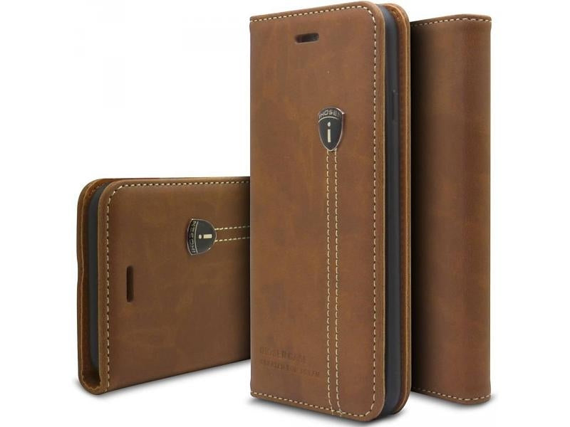 Galaxy S7 - iHosen Leather Book Case - Kaki bruin