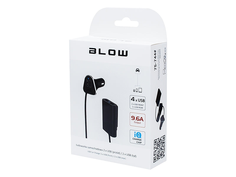 4-port USB autolader - 9,6A - Quick Charge iQchip - BLOW