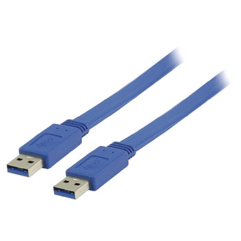 USB 3.0 USB A male - USB A male Platte Kabel 1,00 m Blauw