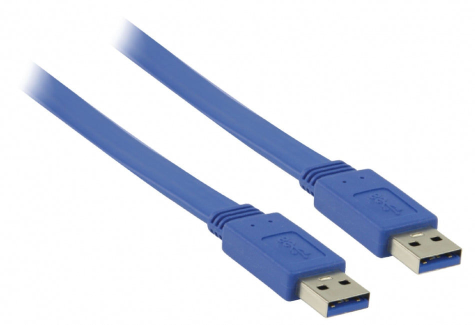 USB 3.0 USB A male - USB A male Platte Kabel 1,00 m Blauw